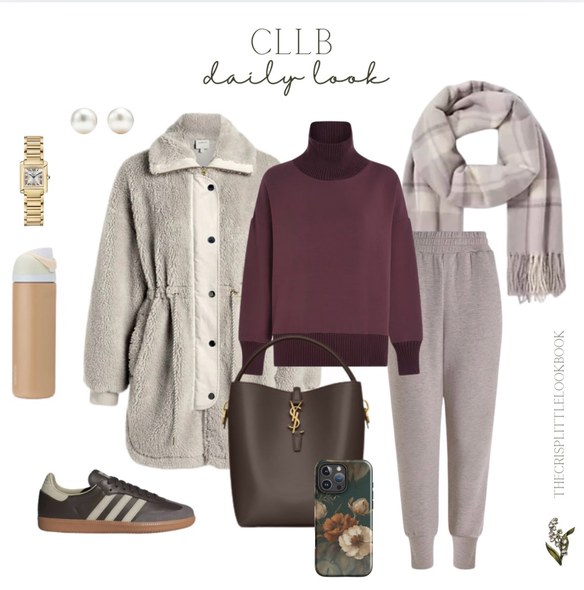 Cozy casual chic joggers & Sherpa coat in a neutral brown aesthetc … an #itbag with sophisticated pearls and elegant moody floral phone case. Grounded in classic OG adidas sneakers ✨ 

#LTKCyberWeek #LTKStyleTip #LTKSaleAlert