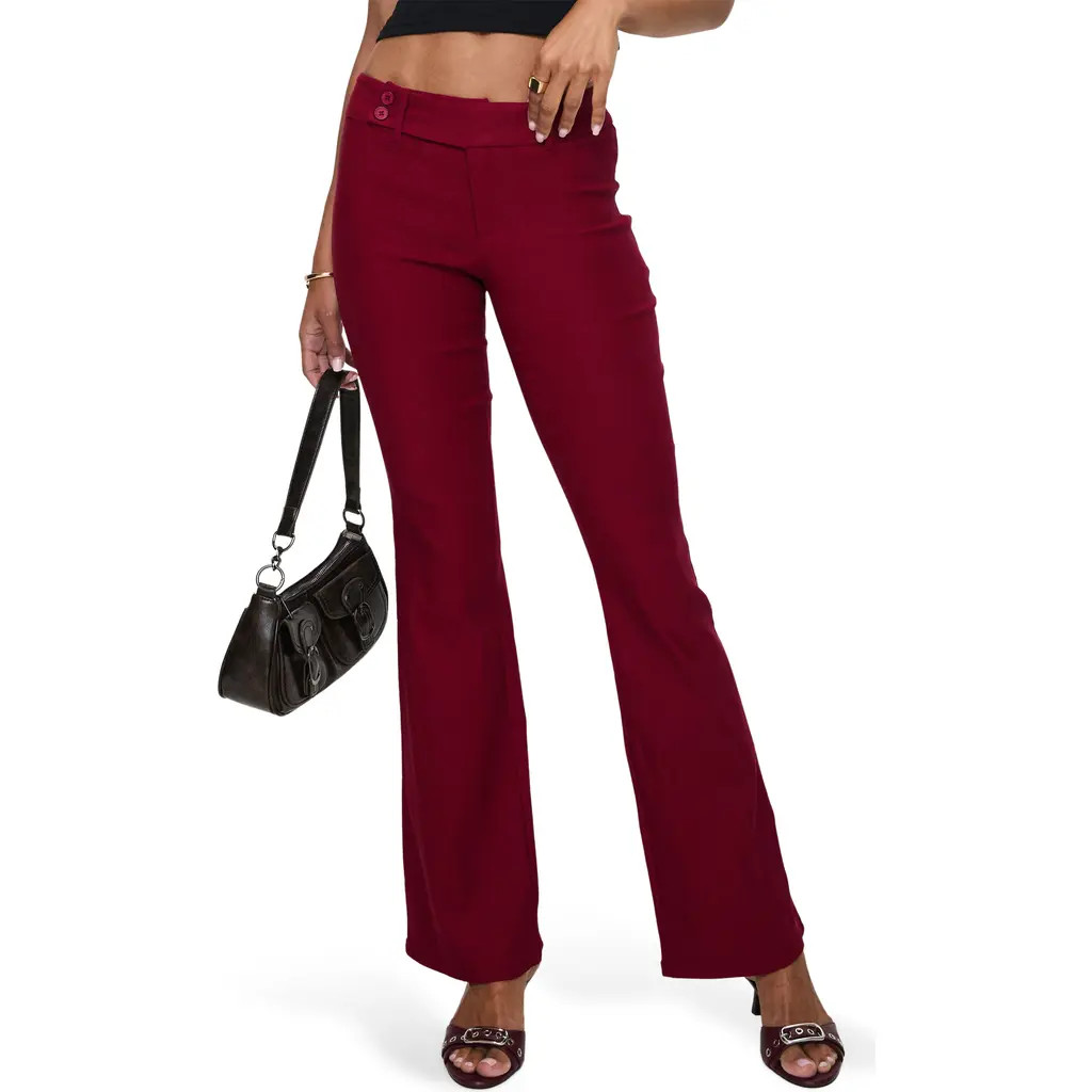 Princess Polly Kinkirk Flare Pants in Burgundy at Nordstrom, Size 8 | Nordstrom