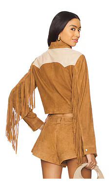 Understated Leather Combo Fringe Jacket in Brown from Revolve.com | Revolve Clothing (Global)