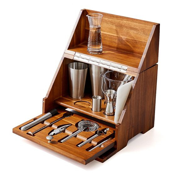 Madison Acacia Wood Tabletop Bar Set | Mark and Graham