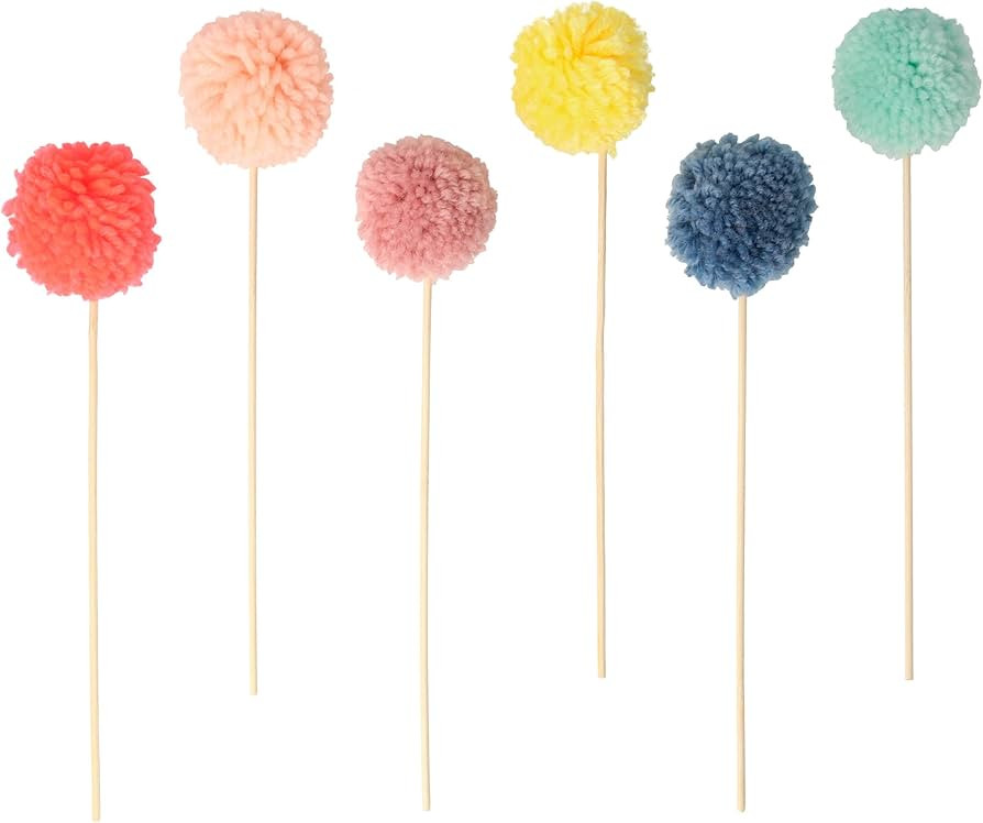 Meri Meri Multi Pompom Cake Toppers (Pack of 6) | Amazon (US)
