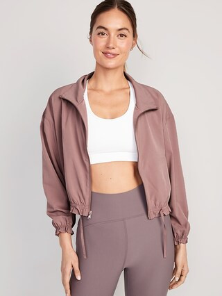 Water-Repellent Packable StretchTech Ruffle-Trimmed Zip-Front Jacket for Women | Old Navy (US)