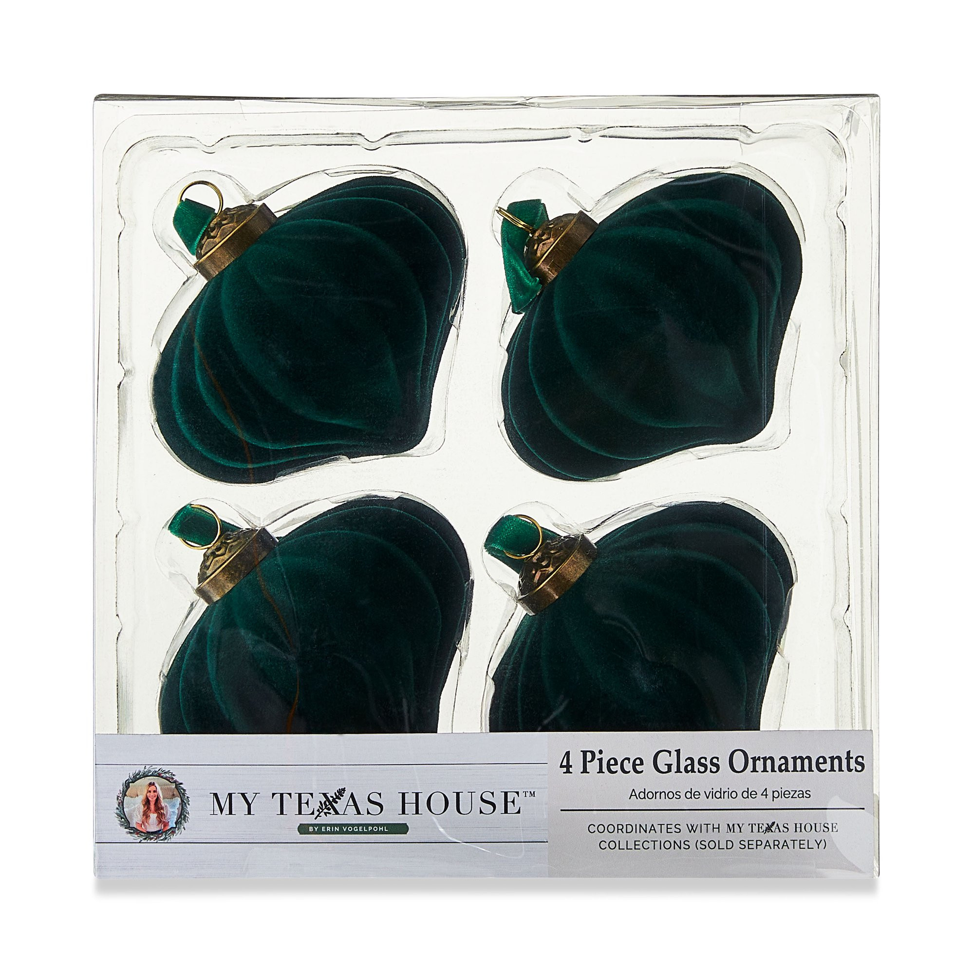 My Texas House Flocked Onion Glass Ornaments, 2.5 in x 3 in, Green, 4 Count | Walmart (US)
