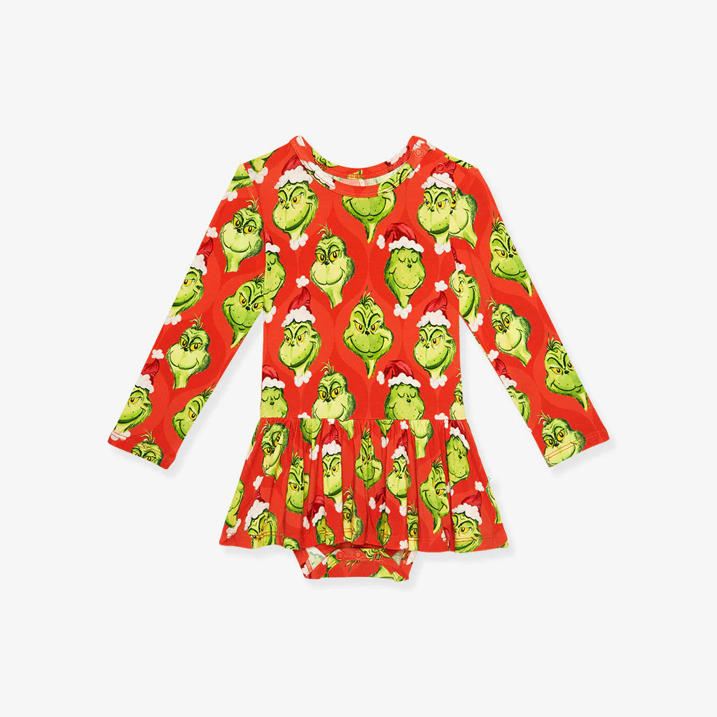 Red Girls Twirl Skirt Bodysuit | Dr. Seuss The Grinch | Posh Peanut