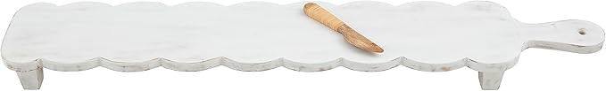 Mud Pie Scalloped Long Board Set, 31" x 5.5", WHITE | Amazon (US)