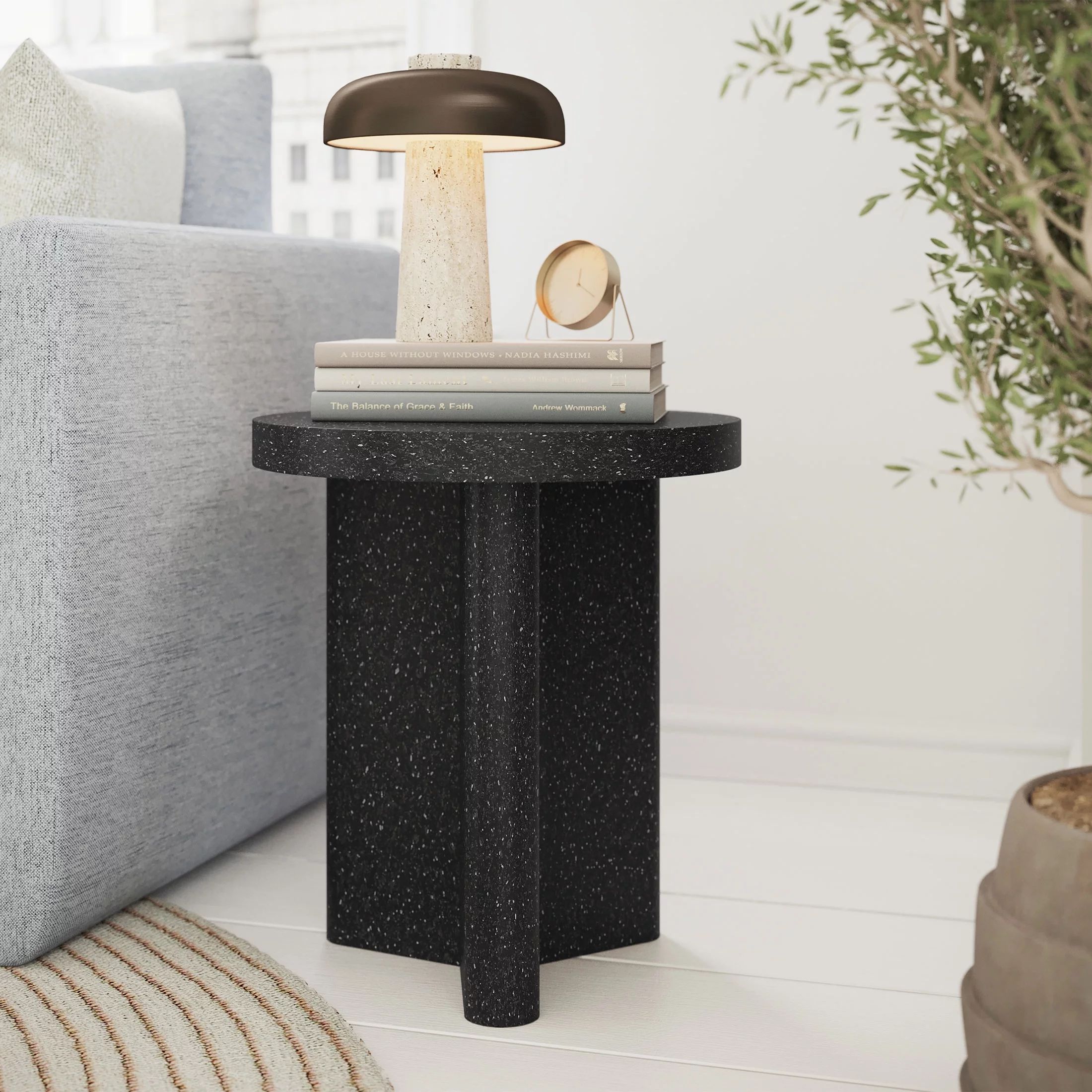 Beautiful Contempo Round Side Table by Drew Barrymore, Speckled Marble Finish - Walmart.com | Walmart (US)