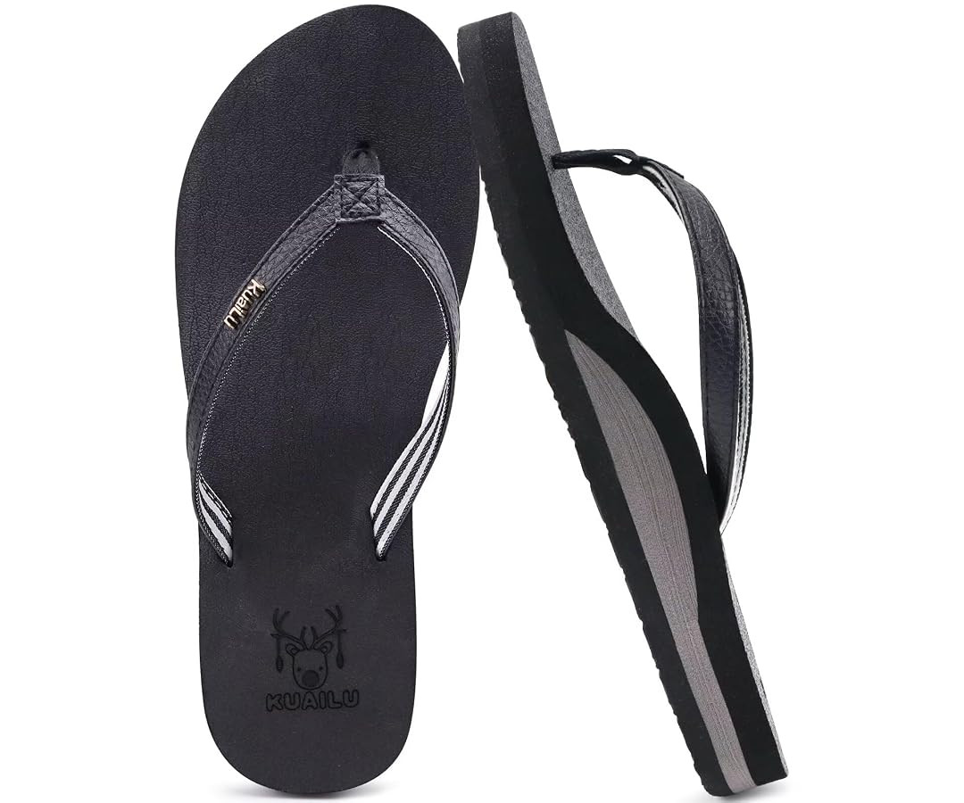 KuaiLu Womens Arch Support Flip Flops Comfortable Yoga Mat Slip on Summer Beach Walking Thong Cus... | Amazon (US)