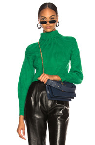 Tibi Merino Rib Structured Pullover in Green | FWRD 