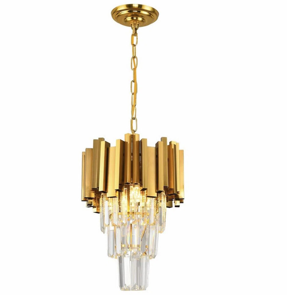 3 Light Gold Fixture Dining Kitchen Island Entryway Crystal Chandelier Pendant | Wayfair North America