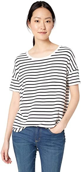 Amazon Brand - Daily Ritual Women's Jersey Rib Trim Drop-Shoulder Short-Sleeve Scoop-Neck Tunic S... | Amazon (US)