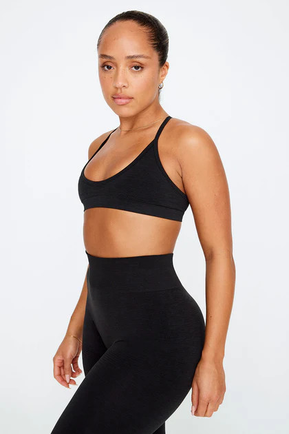 SCULPT SEAMLESS MINI SPORTS BRA - BLACK MARL | TALA (UK)