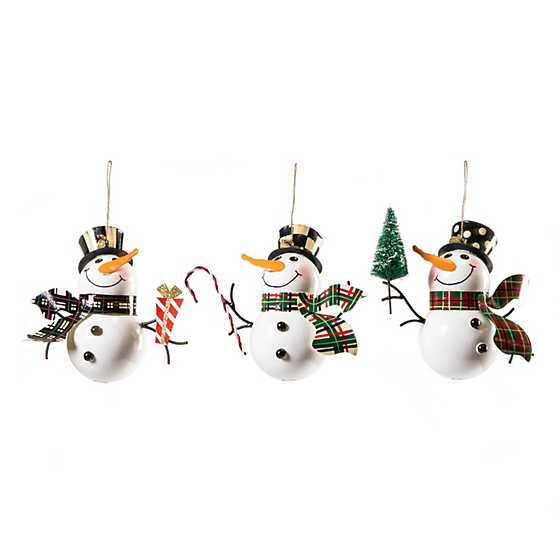 Tartastic Snowman Ornaments, Set of 3 | MacKenzie-Childs