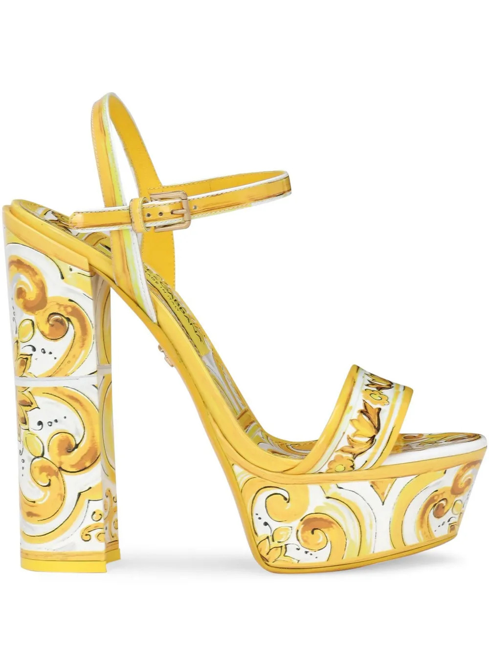 Dolce & Gabbana 105mm Majolica-print Platform Sandals | Yellow | FARFETCH | Farfetch Global