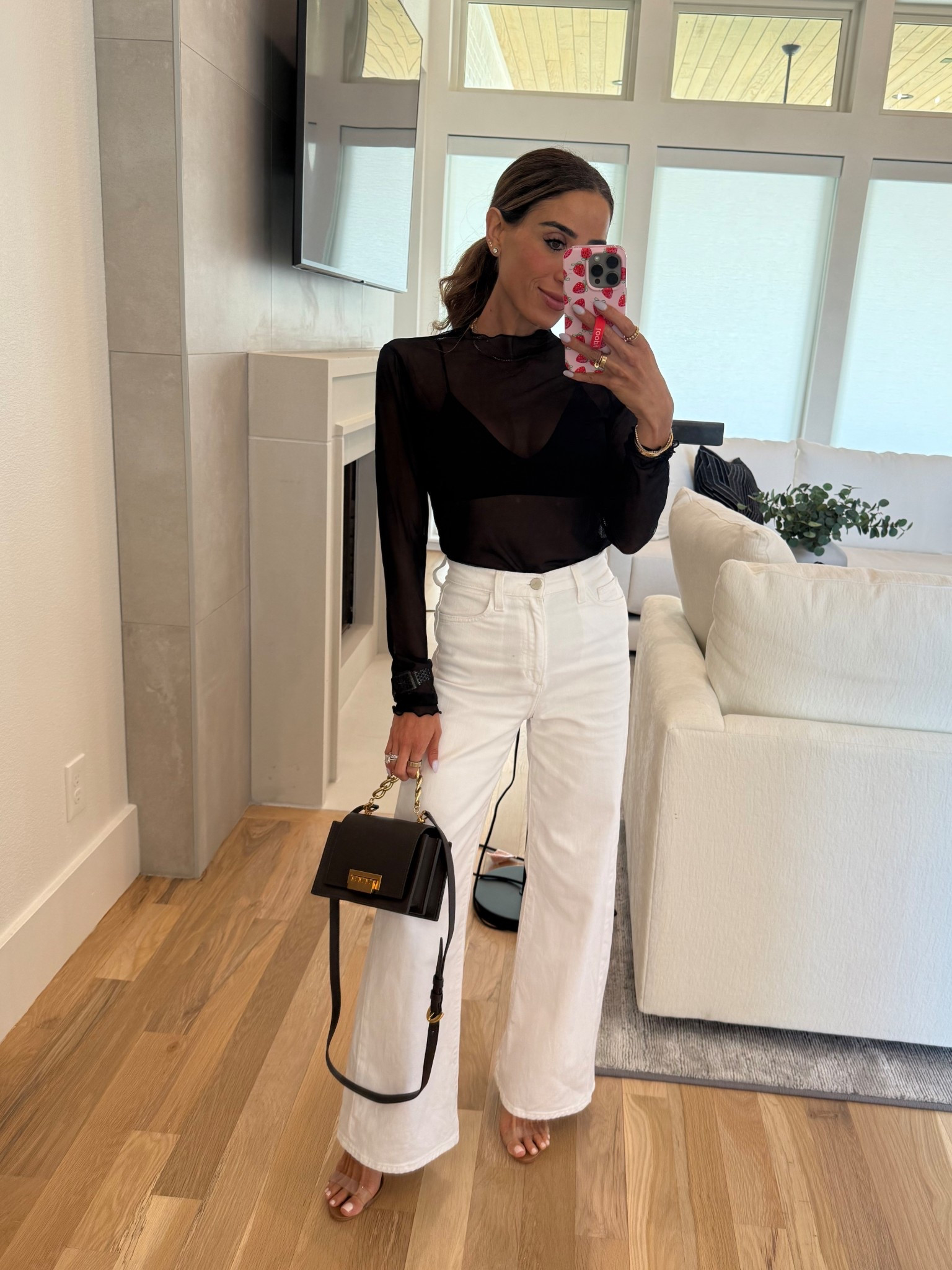 Date night outfit idea for spring white jeans petite friendly with black mesh long sleeve top 

#LTKSpringSale #LTKgrwm #LTKPetite