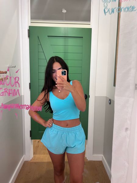 size: small top, medium bottoms 
mdw, mdw sale, athleisure, memorial day sale, aerie, blue set, workout set, running  fit, lululemon, colorful style, summer outfit 

#LTKActive #LTKfindsunder100 #LTKfitness