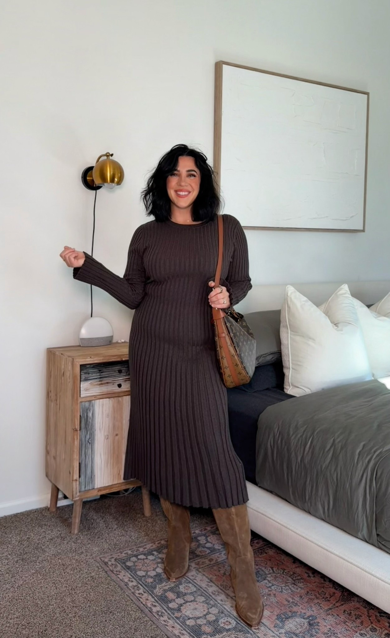 The most stunning mocha ribbed sweater dress has not itchy at all. The quality is unreal. Perfect for winter events or holiday parties! 

I’m in a size L, it stretches and I’d say true to size. I’m 5’5 with long legs! 

Holiday outfit, teacher outfit, office outfit, workwear, winter style, mom style, winter wedding guest

#LTKMidsize #LTKHoliday #LTKSeasonal