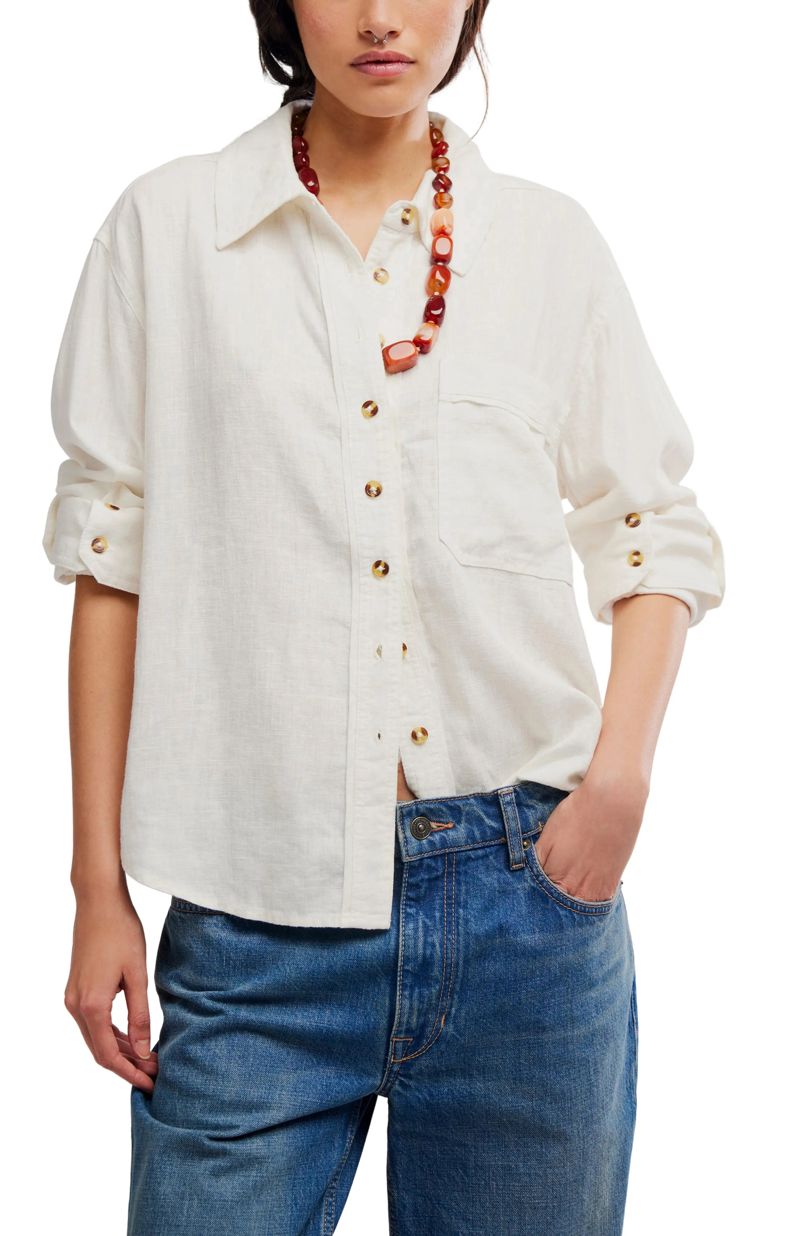 Laurel Linen Blend Button-Up Shirt (Women) | Nordstromrack | Nordstrom Rack