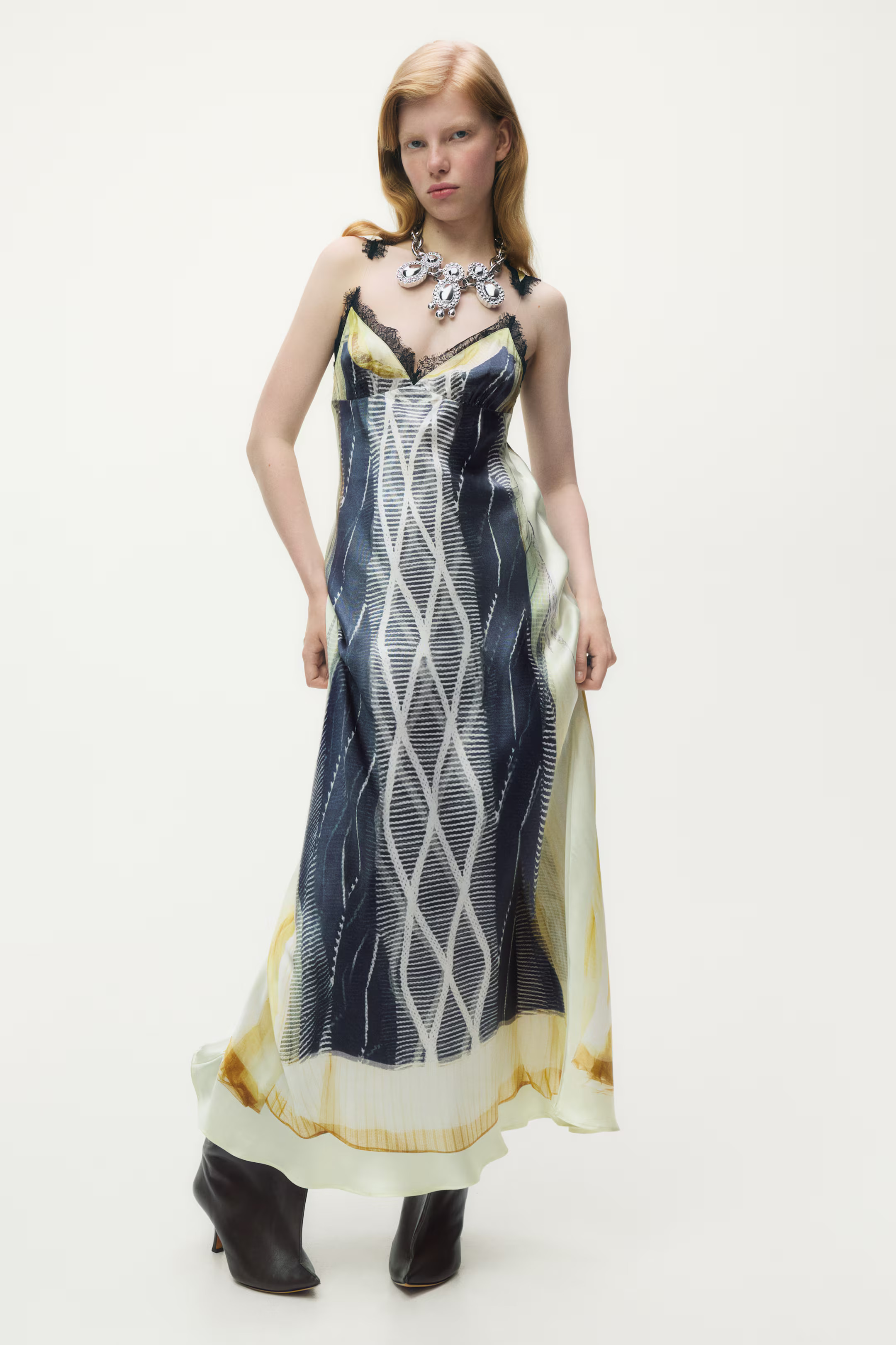 Printed Satin Dress - Black/patterned - Ladies | H&M US | H&M (US + CA)