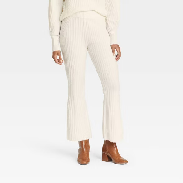 Women's Flare Leg Ankle Sweater Pants - A New Day™ Cream XL | Target