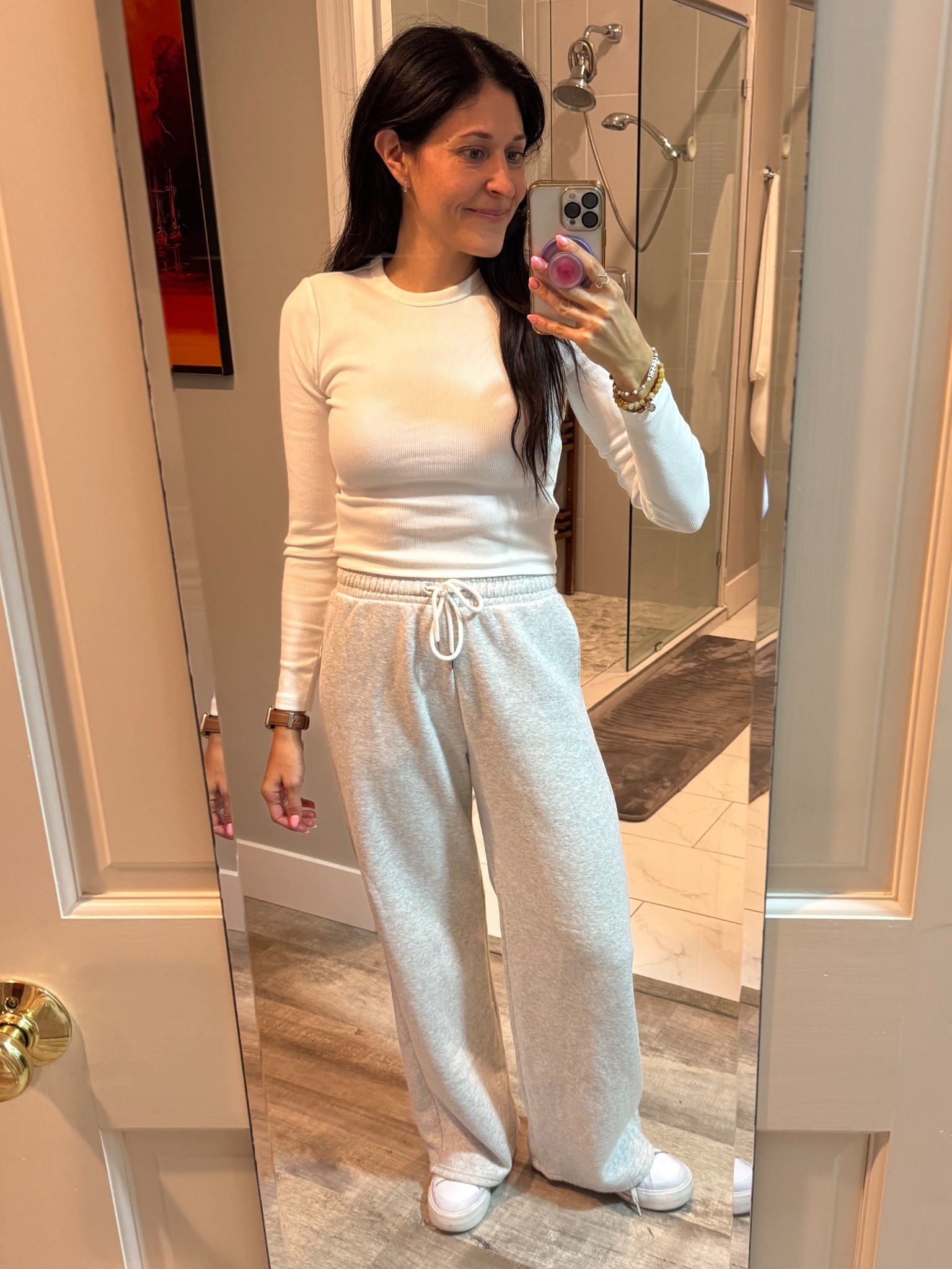 I was on the hunt for the perfect wide leg grey sweatpants, and these are the ones! Perfect comfy cozy, but still cute, look! True to size. I’m a small in top and bottoms.

#LTKStyleTip #LTKSeasonal #LTKFindsUnder100