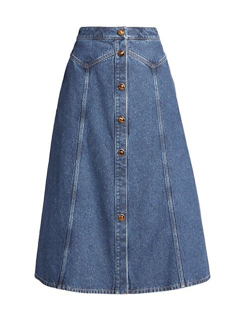 Button-Front Denim Midi-Skirt | Saks Fifth Avenue