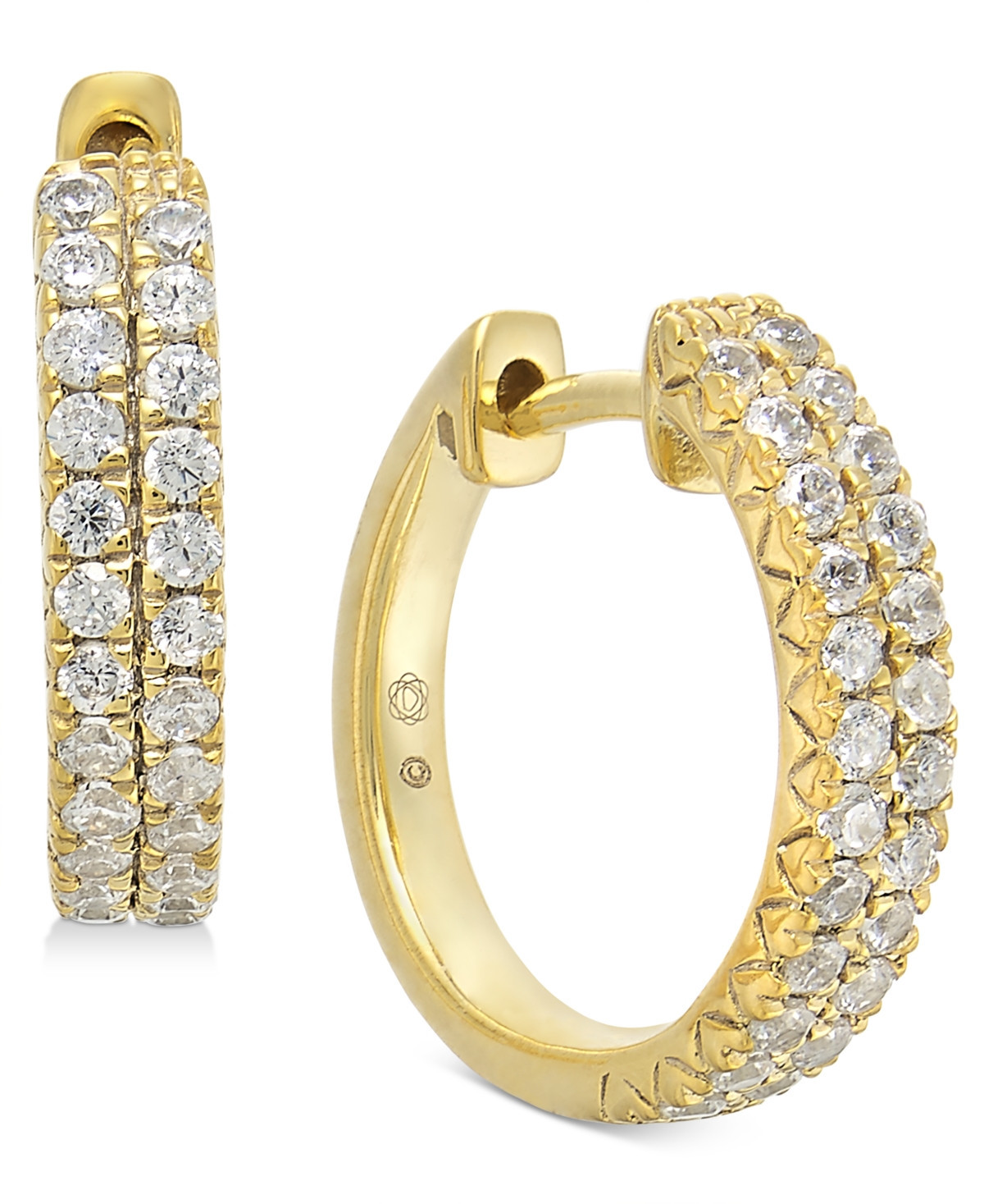 Diamond Small Hoop Earrings (1/2 ct. t.w.) in 14k Gold, 0.53" - yellow gold | Macy's