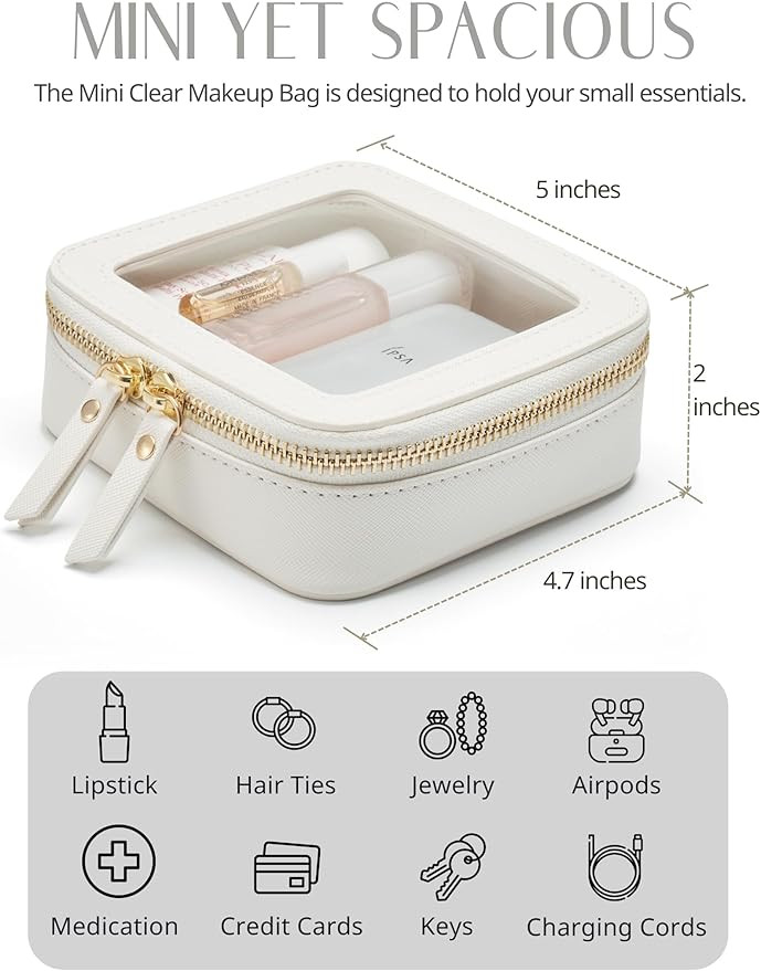 Small Cosmetic Bag for Purse Mini Makeup Bag for School Cute Clear Make Up Pouch for Travel Tiny ... | Amazon (US)