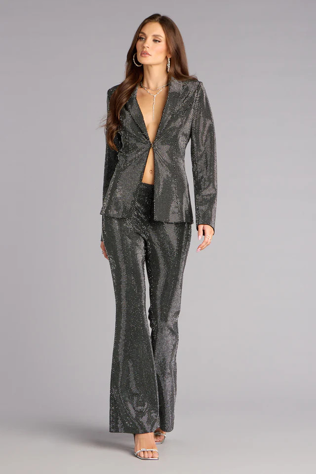 Midnight Spark Rhinestone Flare Pants | Windsor Stores