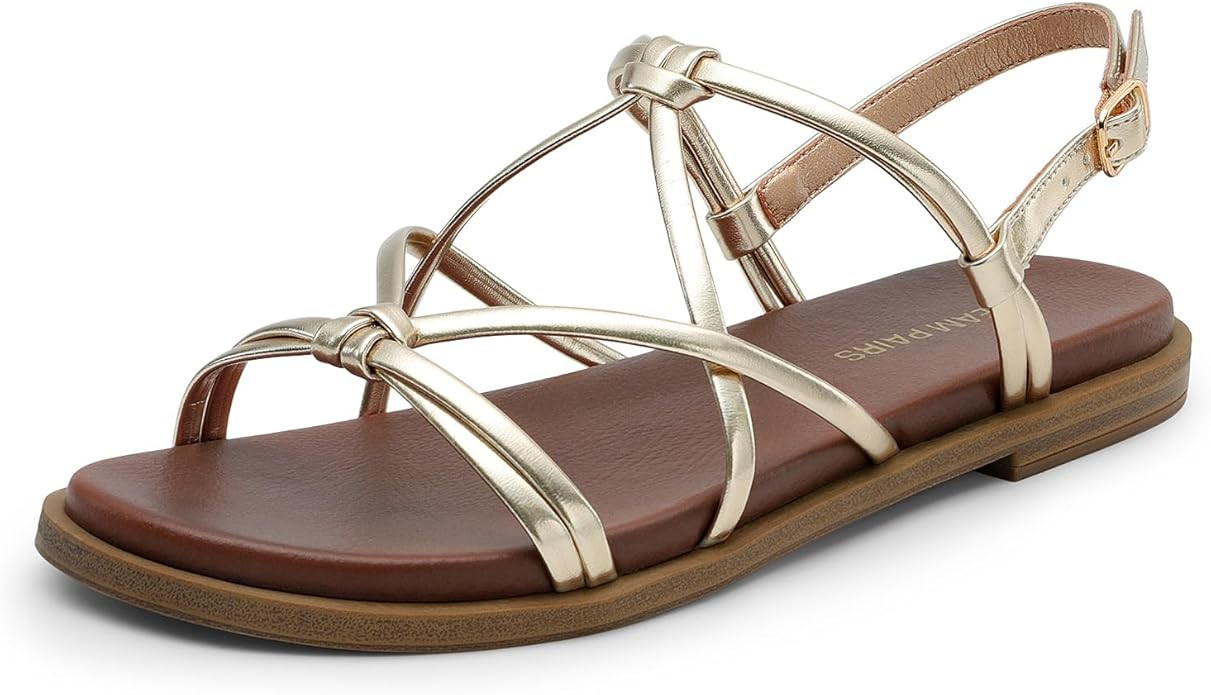 DREAM PAIRS Women's Sandals Cross Strappy Gladiator Dress Flat Sandals Daily Casual Comfortable S... | Amazon (US)
