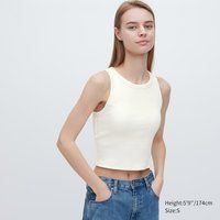 Uniqlo - Cotton Ribbed Cropped Sleeveless Bra Top - Off White - M | UNIQLO (UK)