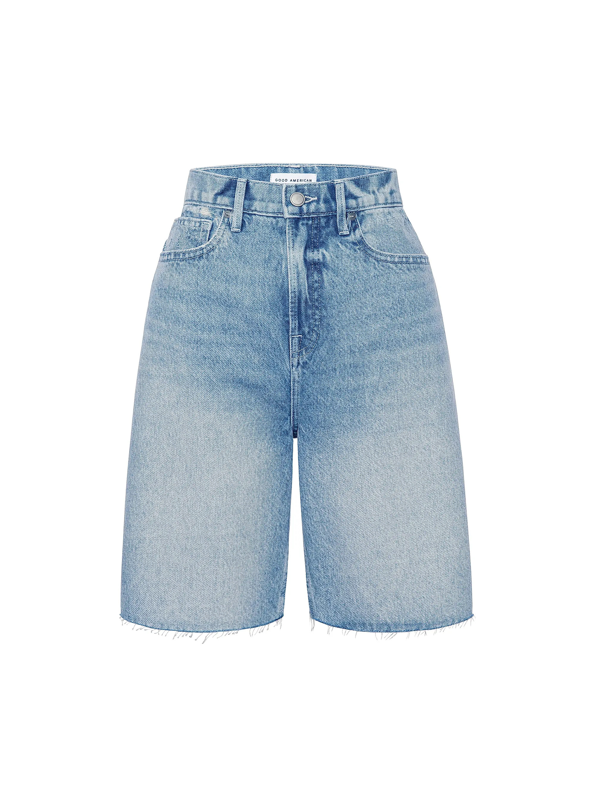 Good American Good Standard Denim Relaxed Bermuda Shorts | Saks Fifth Avenue | Saks Fifth Avenue