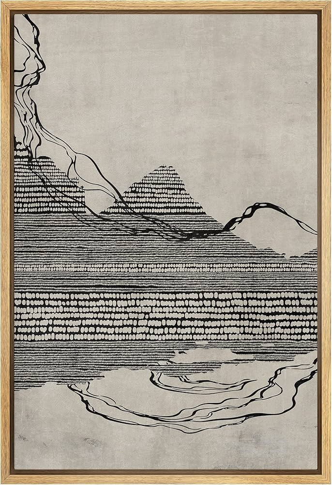 SIGNWIN Framed Canvas Print Wall Art Gray Grunge Industrial Line Collage Abstract Shapes Digital ... | Amazon (US)