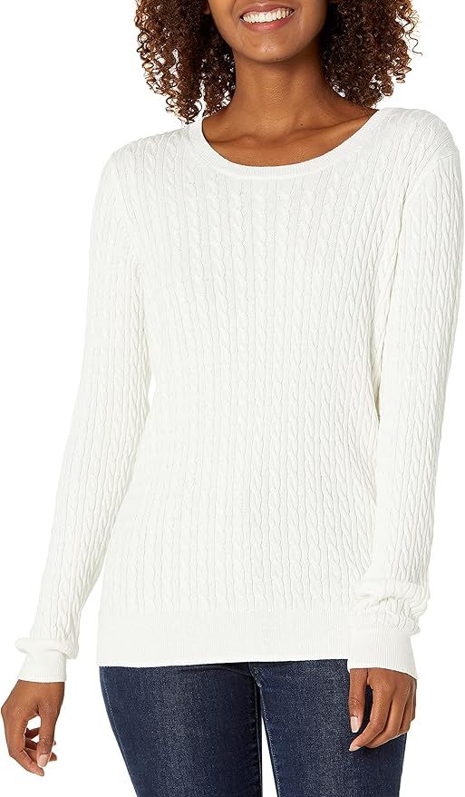 Amazon Essentials Women's Lightweight Long-Sleeve Cable Crewneck Sweater (Available in Plus Size) | Amazon (US)