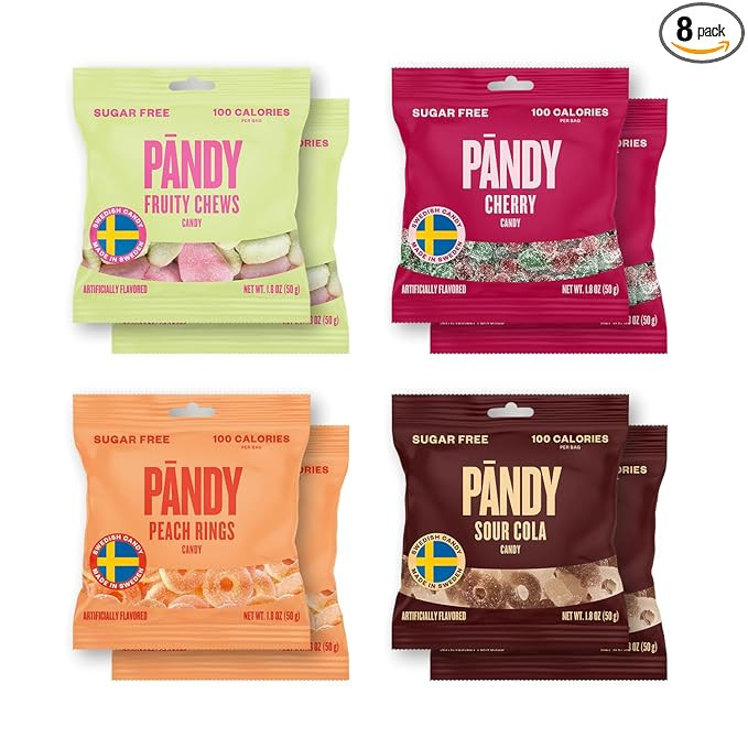 Pandy Swedish Candy Sugar Free Candy - Swedish Candy Mix 4 Flavors - Diet Candy Keto Gummy Low Ca... | Amazon (US)