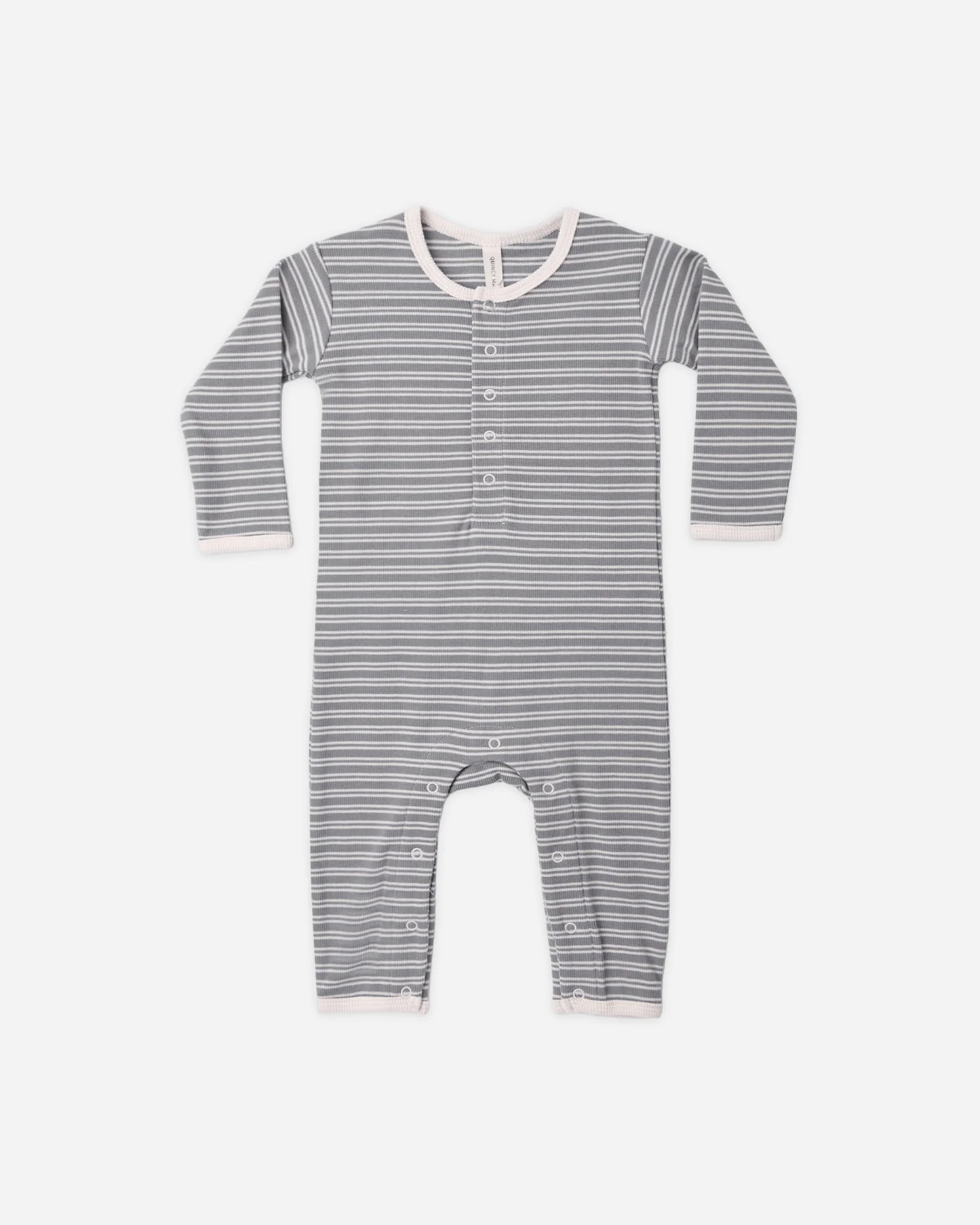 Ribbed Baby Jumpsuit Slate Microstripe | Rylee + Cru