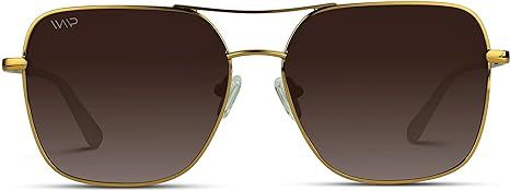 WMP Eyewear - Trendy Square Oversized Metal Frame Polarized Sunglasses for Women | Amazon (US)