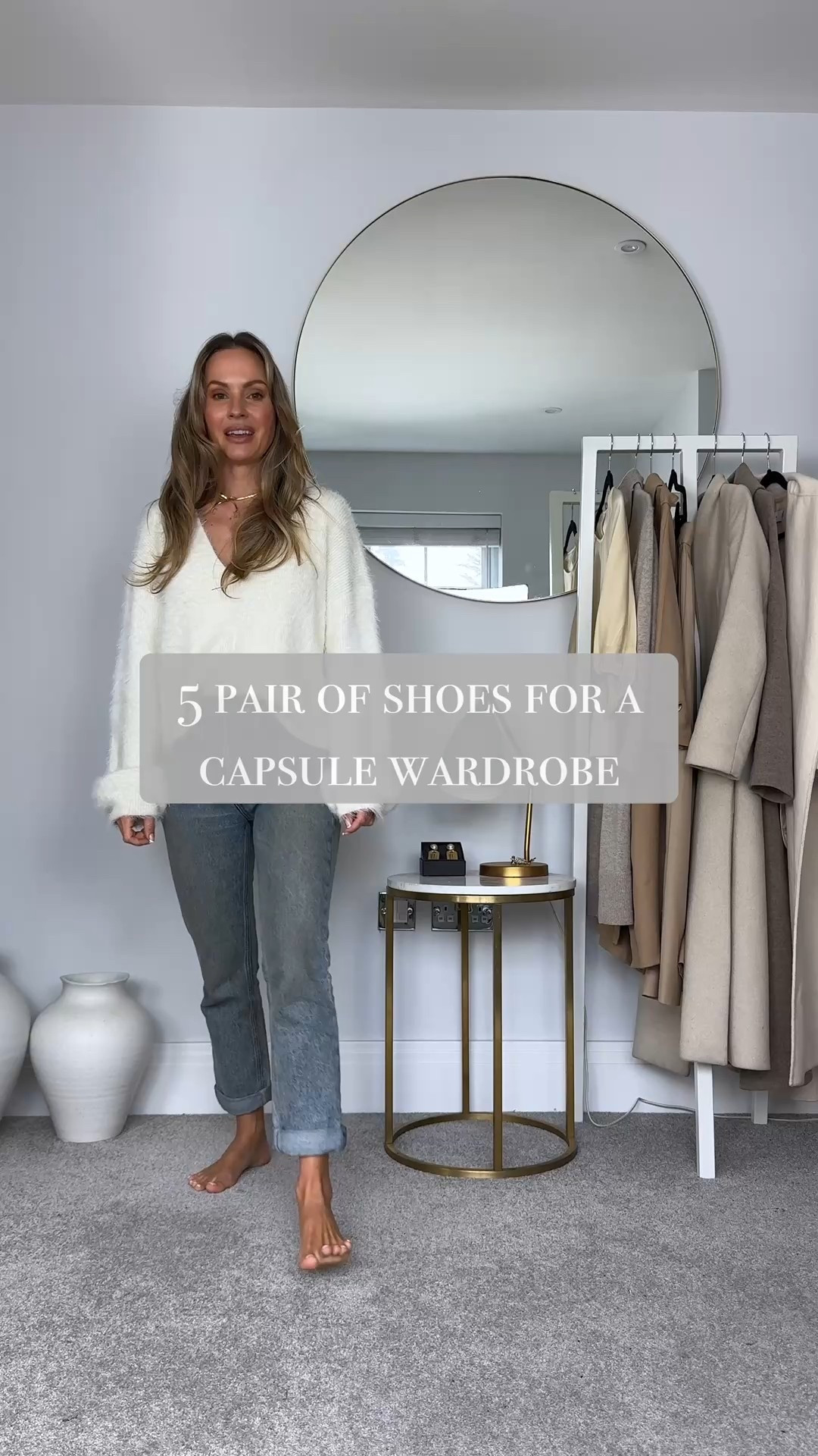 The 5 pairs of those I would get if I had to start my capsule wardrobe again from scratch 💪🏻

1. A pair of fairly smart white sneakers. They can be worn with anything from jeans and more casual trousers to summer dresses and skirts. 
Leather usually looks more elevated, but fabric allows for freshening up in the washing machine. 

2. A nude pair of pumps. Nude goes with all colours and a closed toe works year around and for most occasions. We can save the sandals for later as they are less versatile. 

The trick for comfort is to never pick a heel taller than 8.5 cm. 

3. A flat pair of high boots. They are flattering, smart and comfortable especially when it’s chillier outside. 

4. The classic ballet flat. Dainty and light but also comfortable and fairly smart. I keep a pair in my bag for whenever I’m wearing heels and might want to swap. 

5. A tall boot with heels. These really do wonders for proportions and are super flattering. They are the perfect party option when it’s cold outside or when you just want to show a little bit of leg. 

🤍You can find the items I’m wearing in my link in bio, stories, or just comment and ask for the link 🤍

#tessmontgomery #capsulecloset #capsulewardrobe

#LTKOver40 #LTKWatchNow #LTKStyleTip
