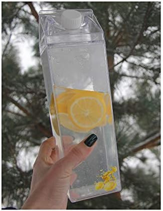 Big 33 ounce 1L Milk carton water bottle 1000ml Clear Square plastic acrylic reusable jug bulk co... | Amazon (US)