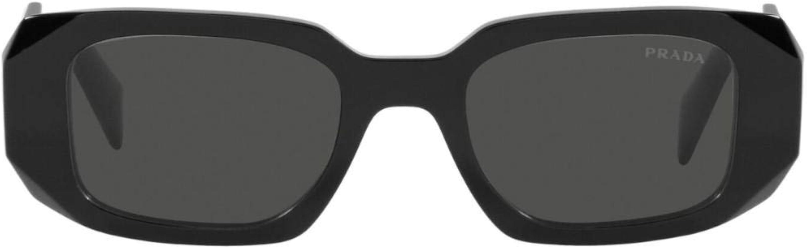 Prada PR 17WS 1AB5S0 Black Plastic Rectangle Sunglasses Grey Lens | Amazon (US)