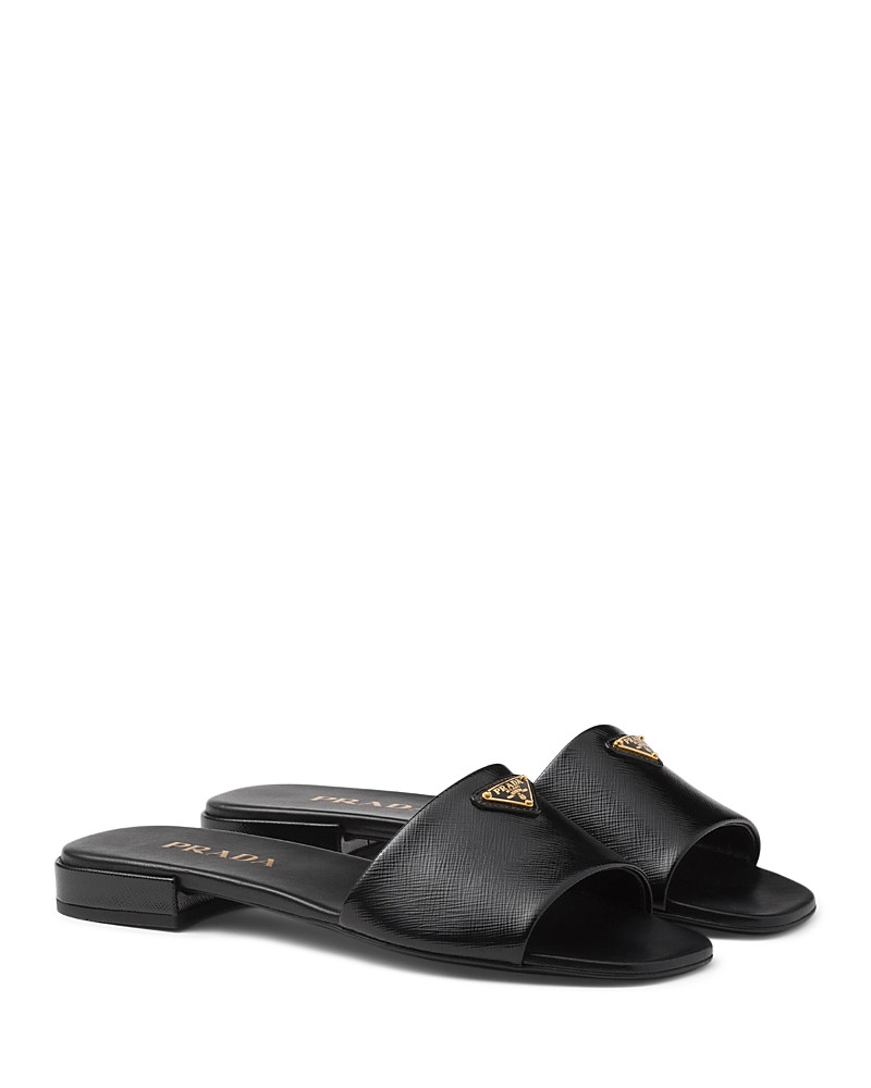 Prada Women's Saffiano Patent Leather Slides | Bloomingdale's (US)