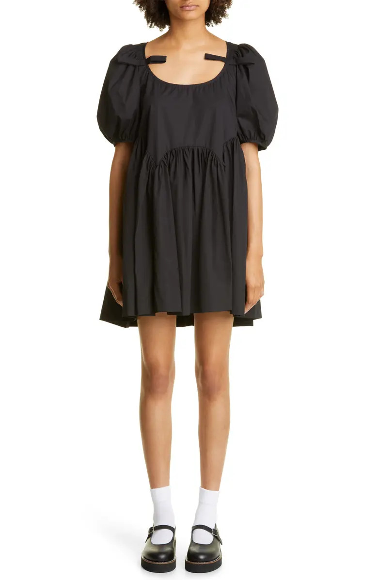 Sandy Liang Hugo Puff Sleeve Cotton Poplin Babydoll Dress | Nordstrom | Nordstrom
