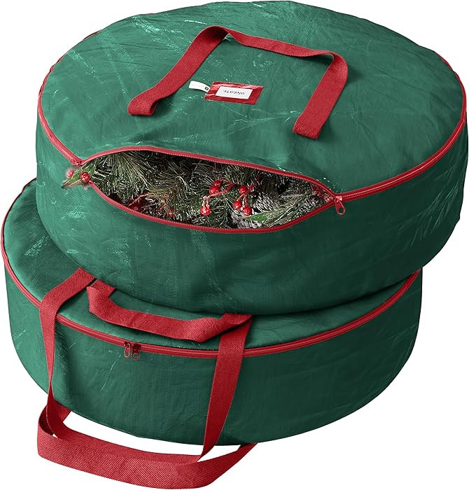 Heavy Duty Wreath Storage Bag 30 Inch, 2-Pack - Christmas Wreath Storage Container Green - Waterp... | Amazon (US)