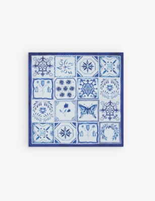 Azulejos-tile linen napkin | Selfridges