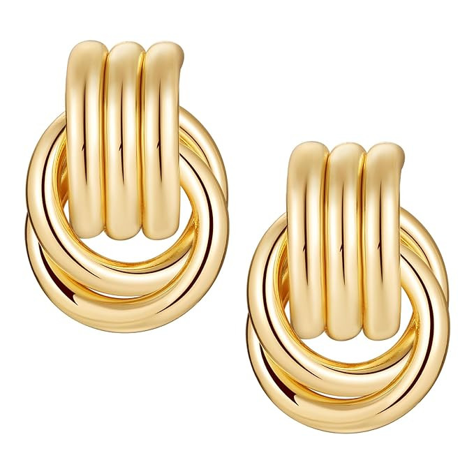 Knot Link Circle Geometric Drop Dangle Earrings, Circle Geometric Drop Dangle Earrings Studs, Wom... | Amazon (US)