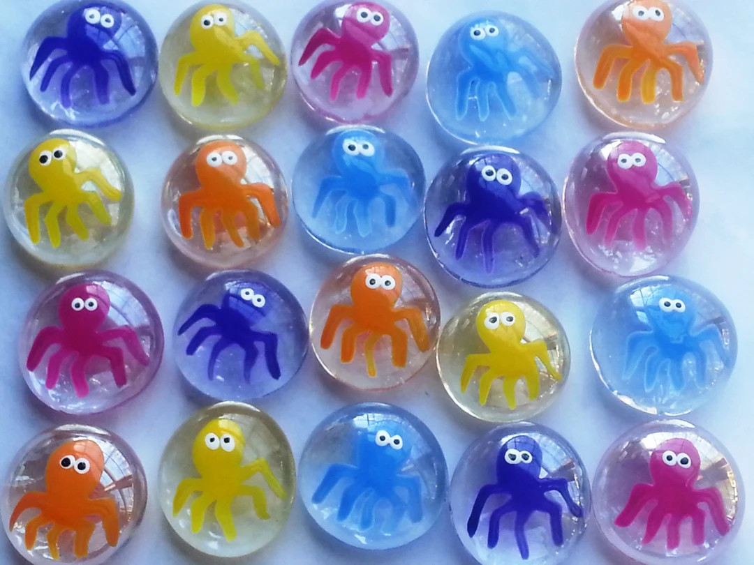 Hand Painted Glass Gems Party Favors Mini Art Colorful Octopus Tropical Summer Time - Etsy | Etsy (US)