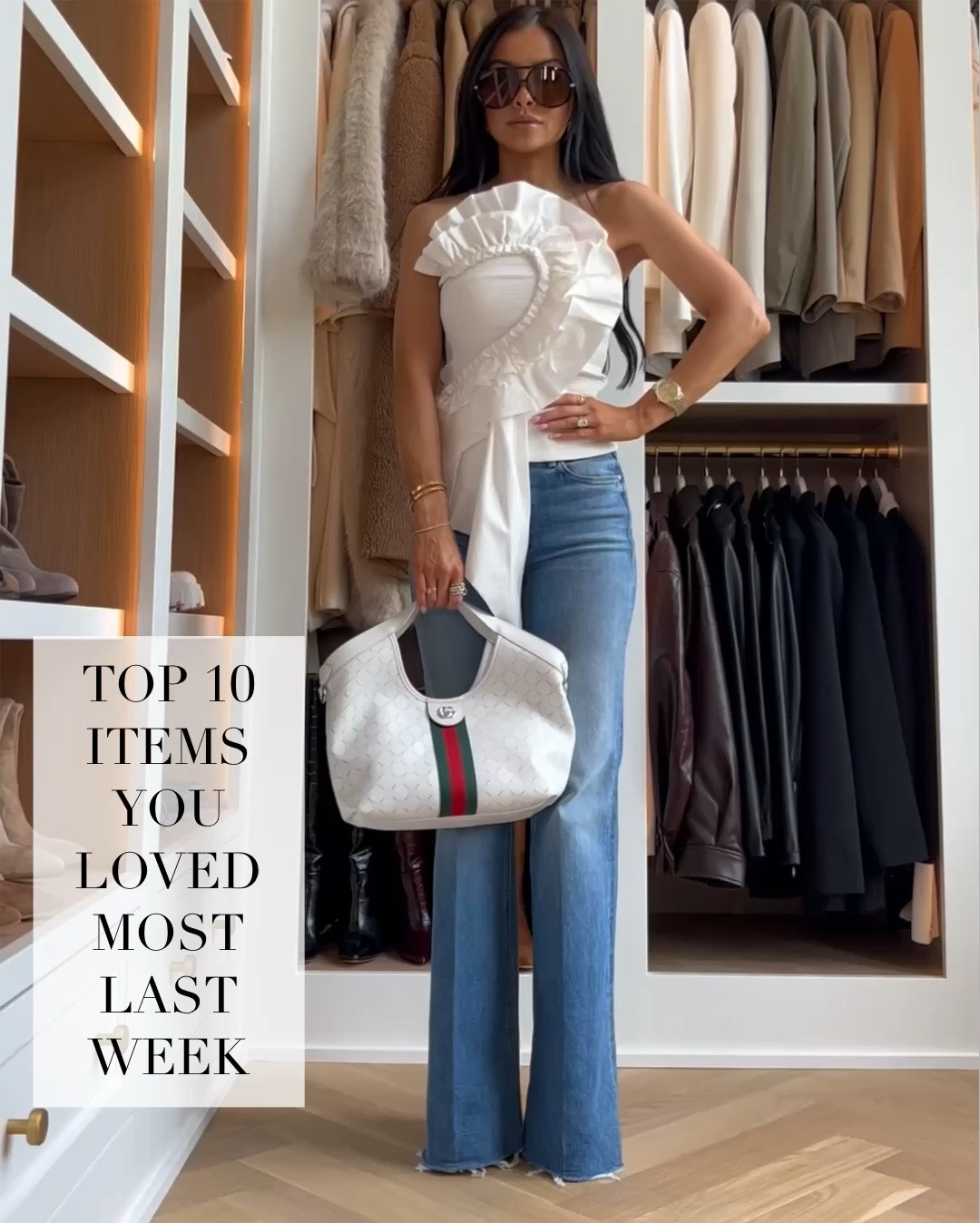 Last week’s best selling items / summer outfit ideas 
mother jeans wearing a size 23
Zara tops wearing a size extra small
Hermes inspired bag and sandals via Amazon

#LTKOver40 #LTKmomlife #LTKootd