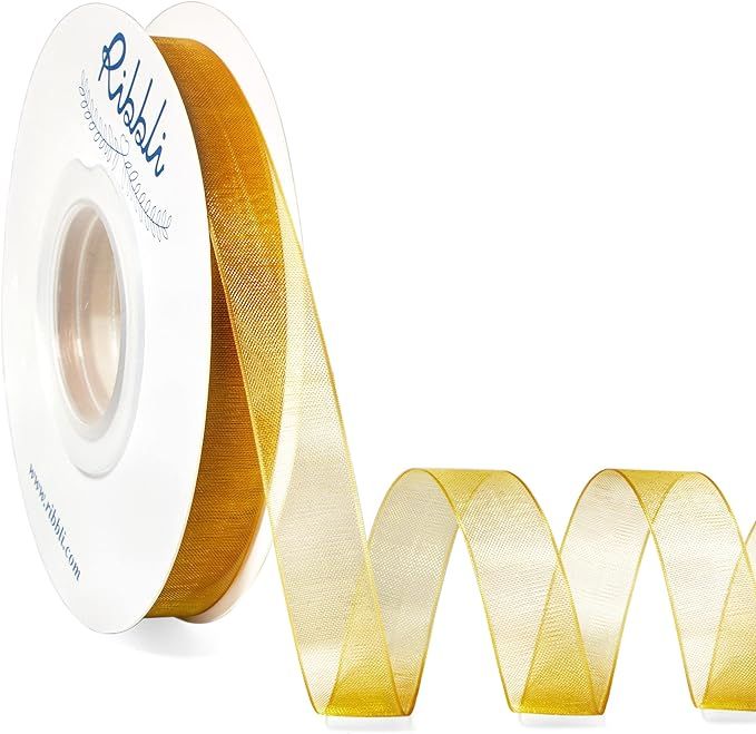 Ribbli Pale Gold Organza Ribbon,1/2 Inches x Continuous 50 Yard, Pale Gold Sheer Ribbon for Gift ... | Amazon (US)