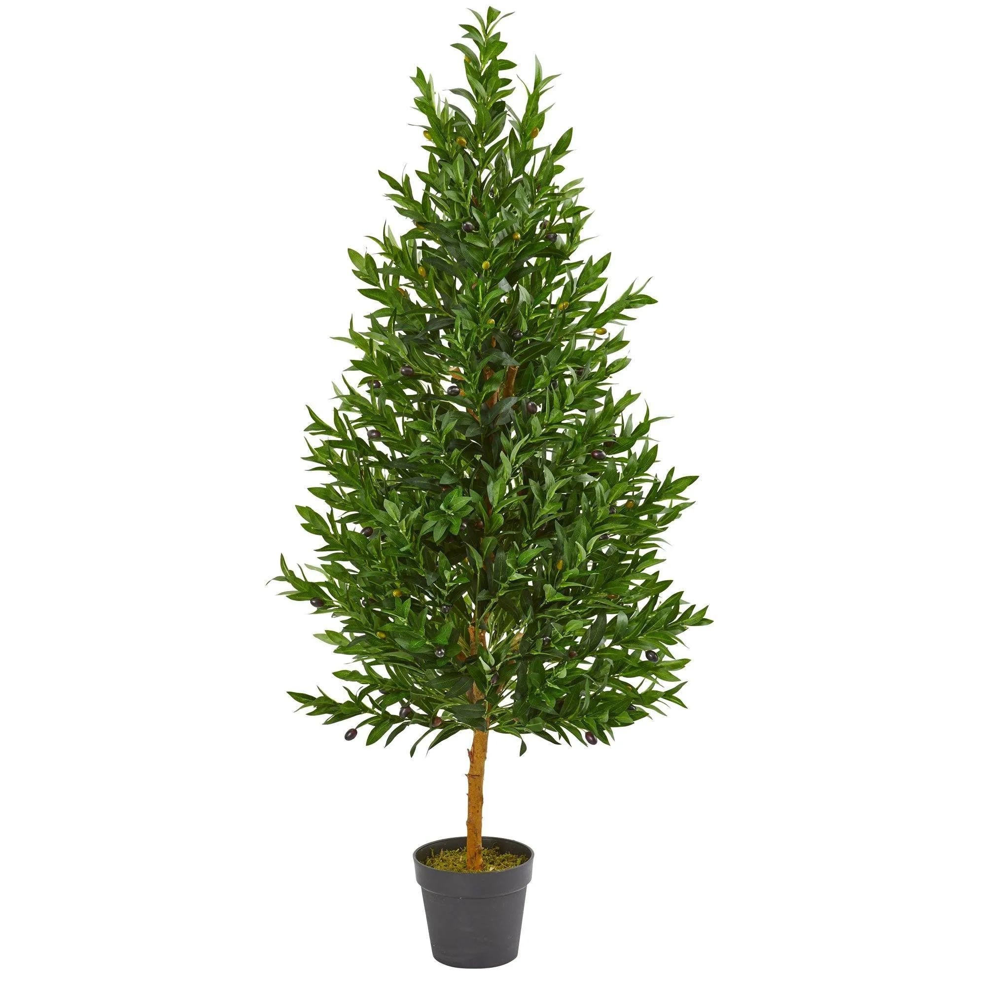4.5’ Olive Cone Topiary Artificial Tree UV Resistant (Indoor/Outdoor) | Nearly Natural | Nearly Natural