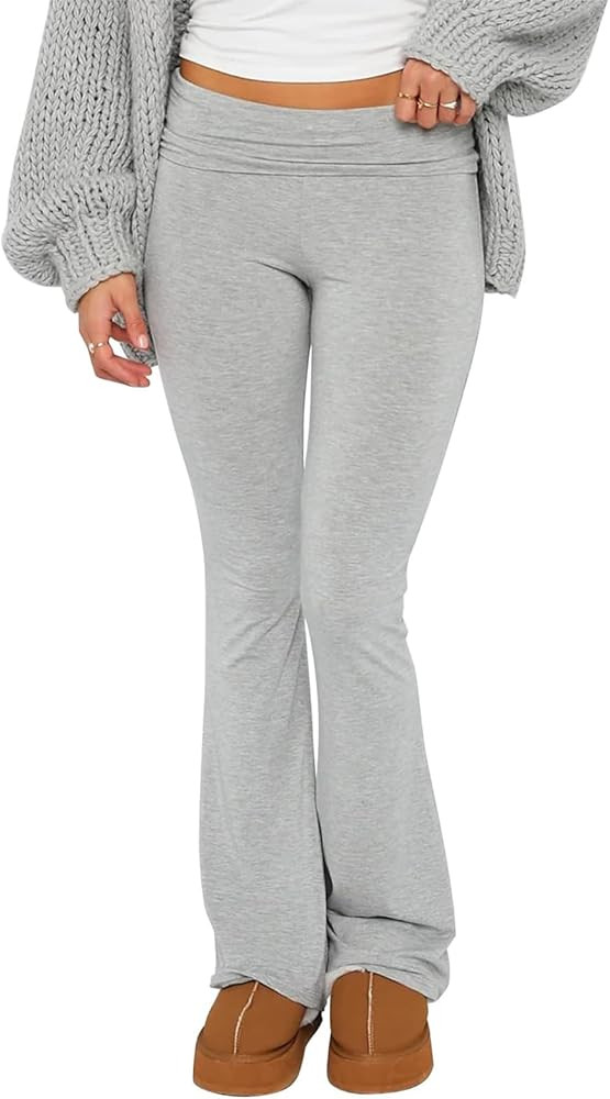 Flare Yoga Pants for Women Foldover Slim Fit Workout Leggings Casual Lounge Pants Stretchy Low Ri... | Amazon (US)