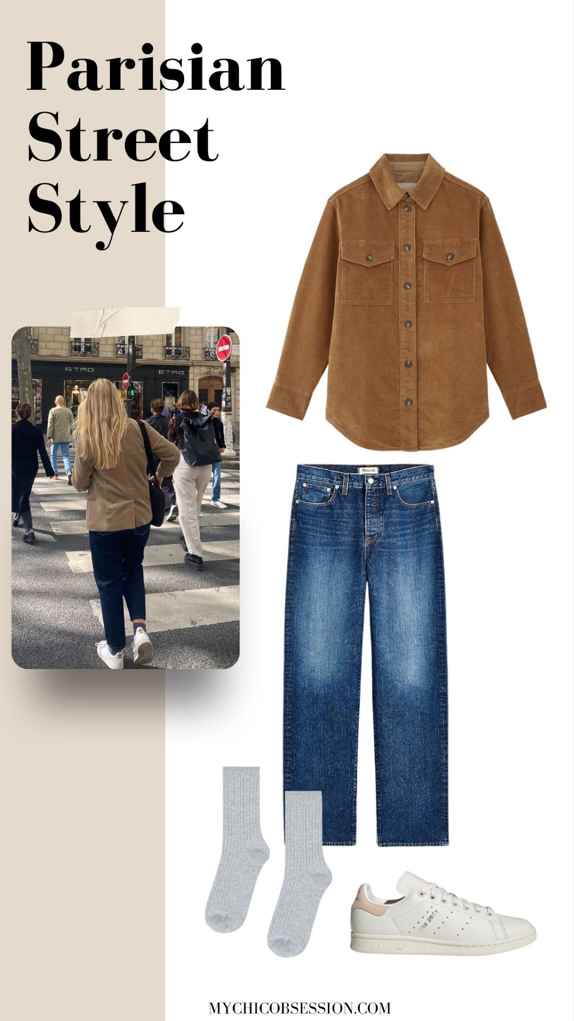 Corduroy is the perfect fall fabric - it’s warm, and adds a little interest to your basic pieces. Start with a corduroy shirt jacket, then add straight leg jeans, mid-calf socks and a pair of sneakers for this Parisian street style.

#LTKSeasonal #LTKstyletip
